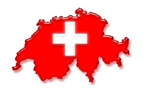 Eine rote Silhouette der Schweiz mit einem großen weißen Kreuz in der Mitte, das die Schweizer Flagge darstellt, auf weißem Hintergrund – perfekt für die Werbung für Ihre „Schweizer Abend-Degustation“ am 04.12.2026.